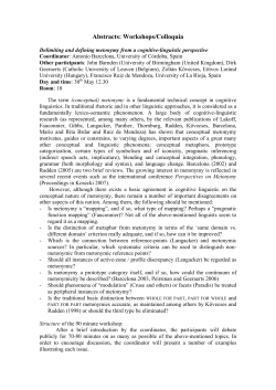 Delimiting and defining metonymy from a cognitive