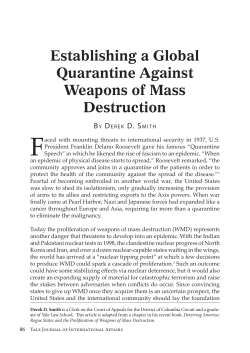 Establishing a Global Quarantine Against Weapons of Mass