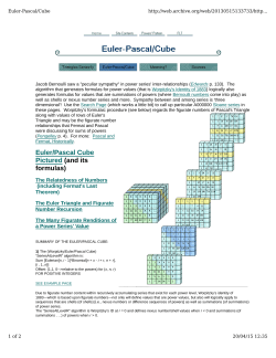 Euler/Pascal Cube Pictured (and its formulas)