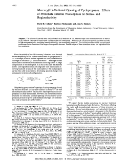 Mercury(II)-Mediated Opening of Cyclopropanes. Effects of