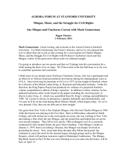 AURORA FORUM AT STANFORD UNIVERSITY Mingus, Music, and the