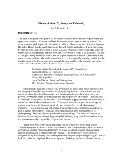 History of Ideas: Mythology and Philosophy