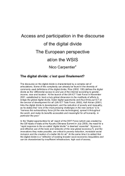Access and participation in the discourse of the digital divide The
