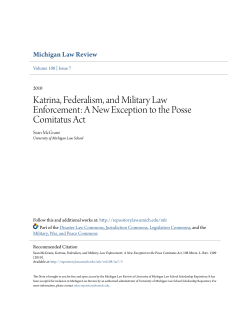 Katrina, Federalism, and Military Law Enforcement: A New