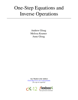 One-Step Equations and Inverse Operations
