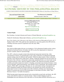 PEAES Guide: American Philosophical Society
