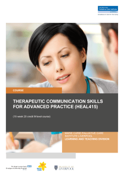 therapeutic communication skills for advanced practice