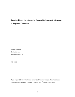 Foreign Direct Investment in Cambodia, Laos and Vietnam