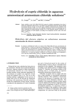 Hydrolysis of cupric chloride in aqueous ammoniacal ammonium