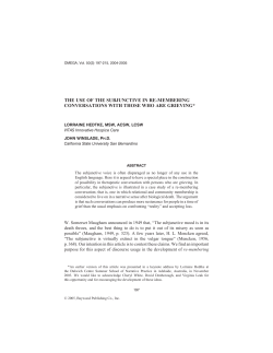 the use of the subjunctive in re-membering conversations with those