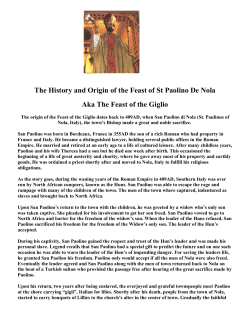 The History and Origin of the Feast of St Paolino