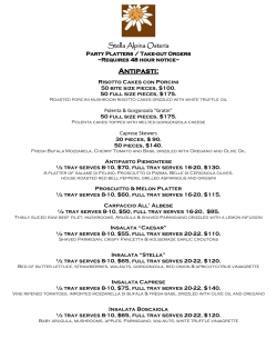 Party Plater Menu - Stella Alpina Osteria