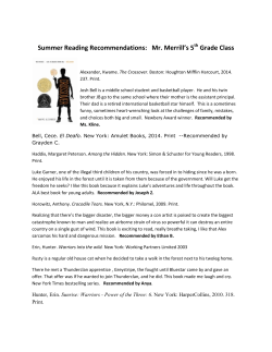 Summer Reading Recommendations: Mr