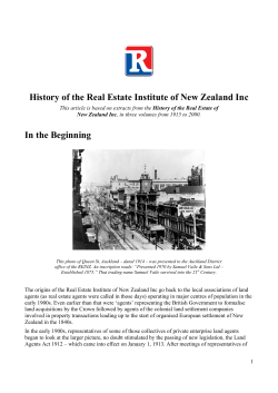 History of the Real Estate Institute of New Zealand Inc In the