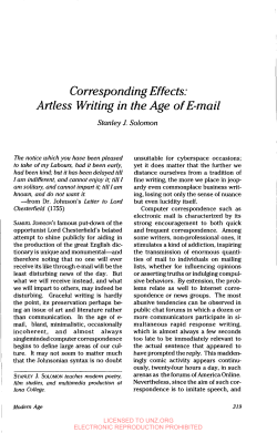 Corresponding Effects: Artless Writing in the Age of E-mail