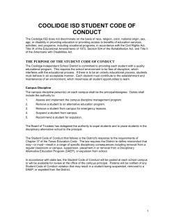 COOLIDGE ISD STUDENT CODE OF CONDUCT
