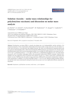 Solution viscosity &ndash; molar mass relationships for poly(butylene