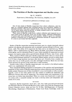 The Nutrition of Bacillus megaterium and Bacillus