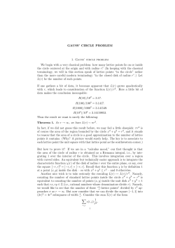 GAUSS` CIRCLE PROBLEM 1. Gauss` circle problem We begin with
