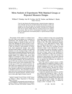 Meta-Analysis of Experiments With Matched Groups or Repeated