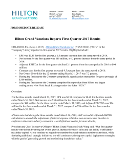 Hilton Grand Vacations Reports First-Quarter 2017 Results