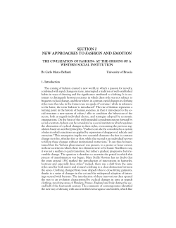 SECTION I NEW APPROACHES TO FASHION AND EMOTION