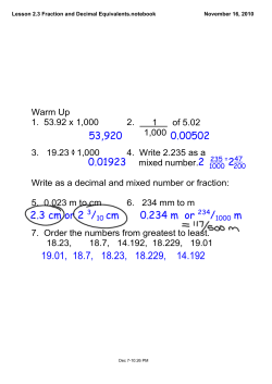 Lesson 2.3 Fraction and Decimal Equivalents.notebook