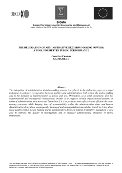 The Delegation of Administrative Decision