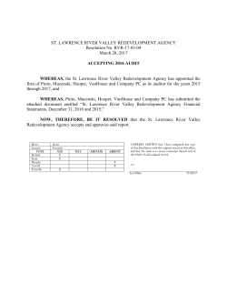 ST. LAWRENCE RIVER VALLEY REDEVELOPMENT AGENCY