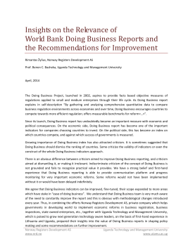 Insights on the Relevance of World Bank Doing Business Reports