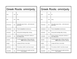 Greek Roots: omni/poly Greek Roots: omni/poly
