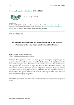 EU External Representation in Conflict Resolution: When does the