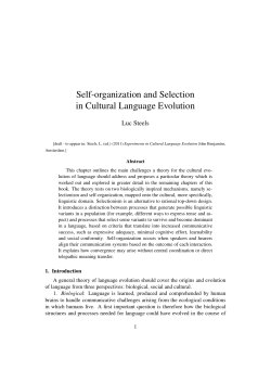 Self-organization and Selection in Cultural Language Evolution