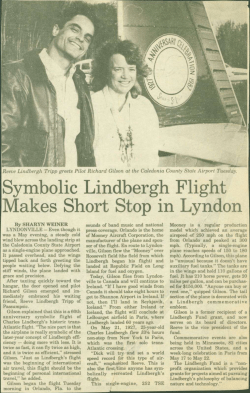 Symbolic Lindbergh Flight Makes Short Stop in Lyndon