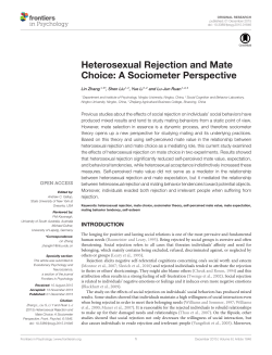Heterosexual Rejection and Mate Choice: A Sociometer Perspective