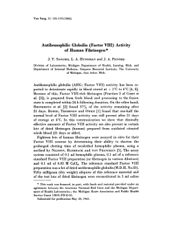 Antihemophilic Globulin (Factor VIII) Activity of Human Fibrinogen