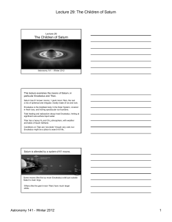 Lecture 29: The Children of Saturn
