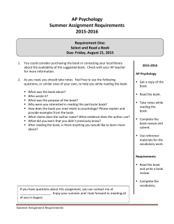 AP Psychology Summer Assignment Requirements 2015