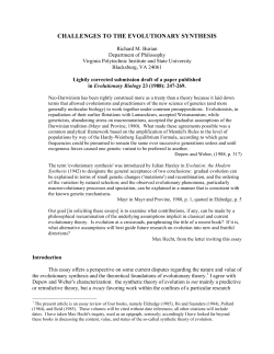 challenges to the evolutionary synthesis