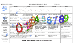 KENSINGTON KIDS PRE-SCHOOL PROGRAM PLAN WEEK OF: