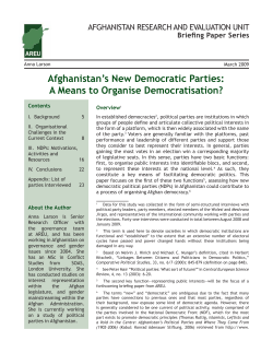 Afghanistan`s New Democratic Parties: A Means to