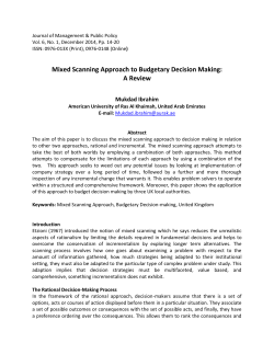 Mixed Scanning Approach to Budgetary Decision Making: A Review