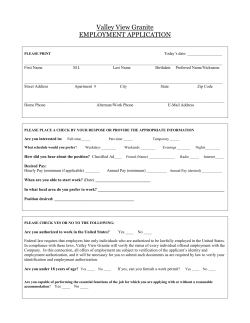 EMPLOYMENT APPLICATION