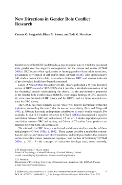 New Directions in Gender Role Conflict Research