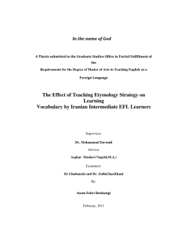 The Effect of Teaching Etymology Strategy on Learning Vocabulary