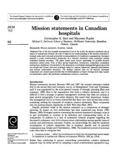 Mission statements in Canadian hospitals