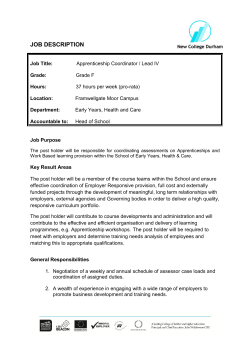 Apprenticeship Coordinator - Lead IV 03 10 12JD