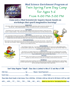 Twin Spring Farm Day Camp for Ages 3-6 From 4:00 PM