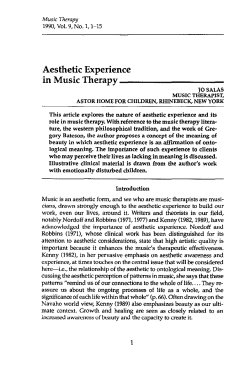 Aesthetic Experience in Music Therapy