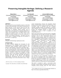 Preserving Intangible Heritage: Defining a Research Agenda
